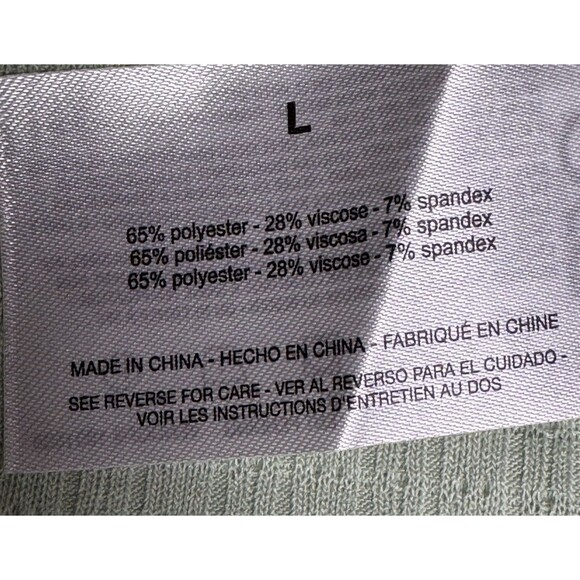 GH Bass Womens Large Light Green Shirt Top Textured Henley Long Sleeve T-Shirt - Picture 5 of 9